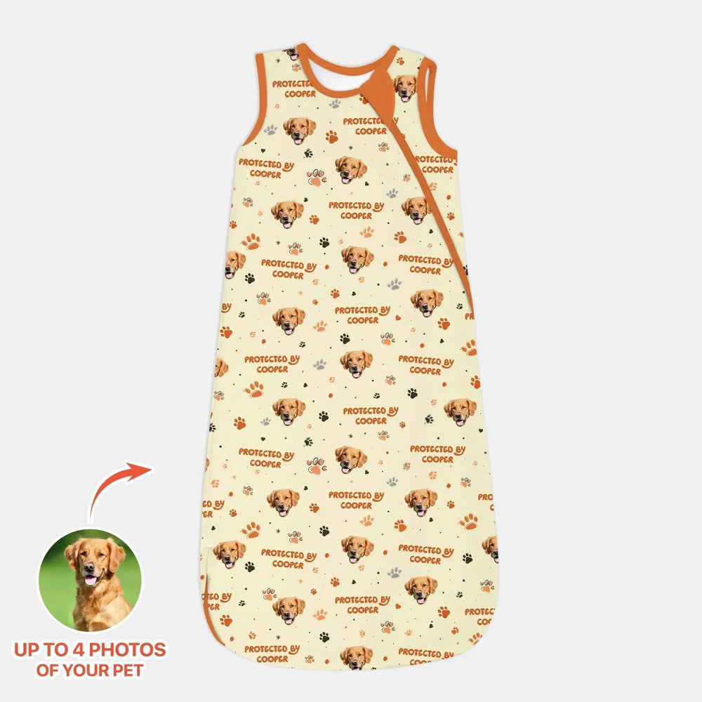 Custom Dog Photos "Protected By" Pawfect Blue Sleep Bag - Zumbamboo