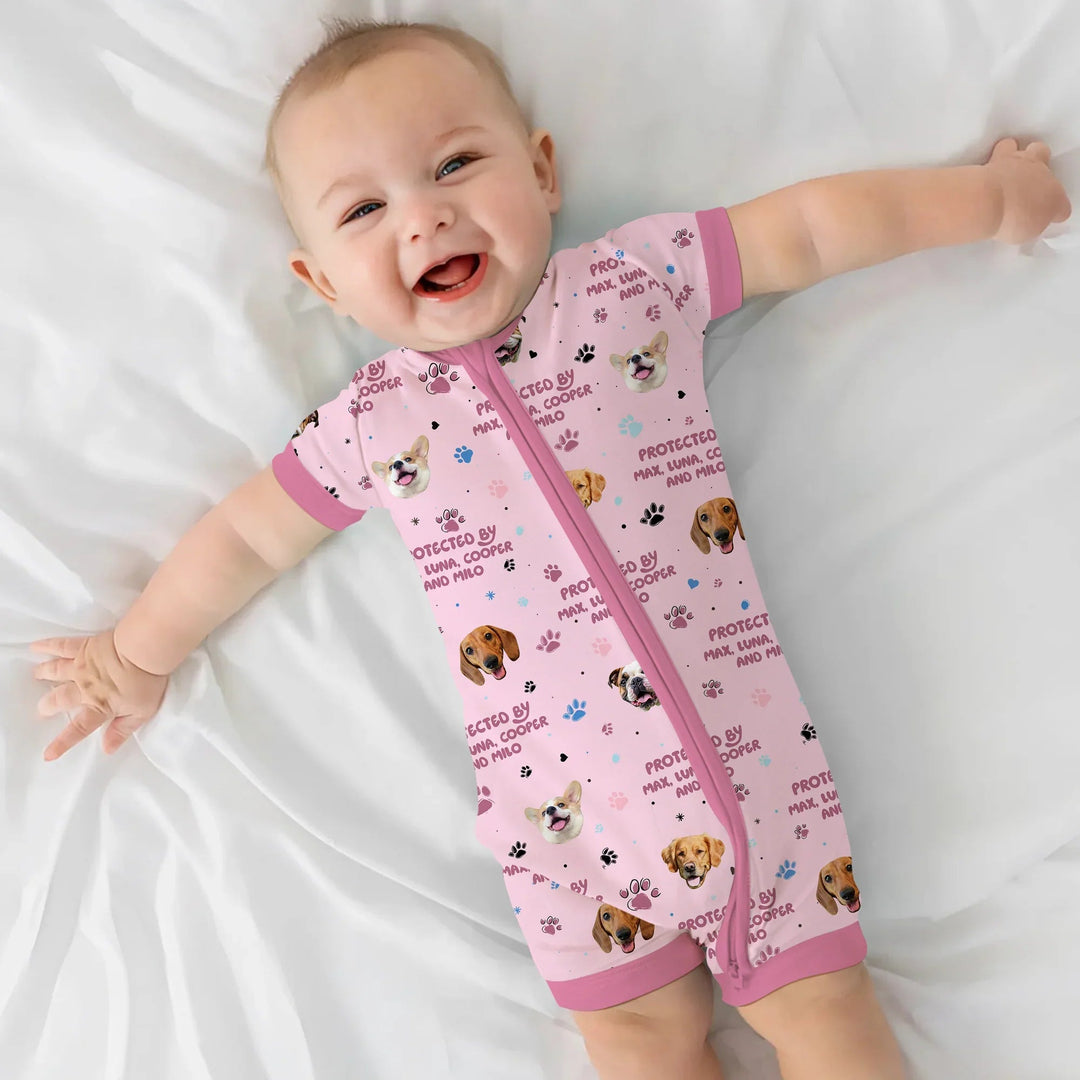 Custom Dog Photos "Protected By" Pawfect Pink Shorty Zippy - Zumbamboo