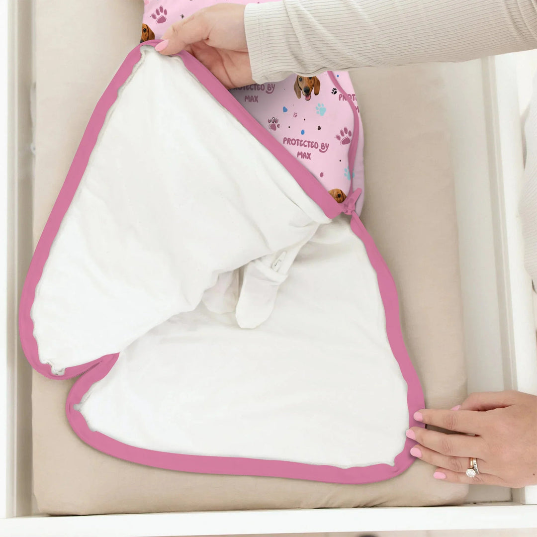 Custom Dog Photos "Protected By" Pawfect Pink Sleep Bag - Zumbamboo