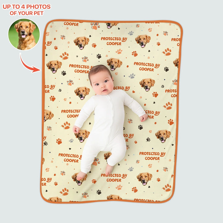 Custom Dog Photos "Protected By" Pawfect Yellow Toddler Blanket - Zumbamboo