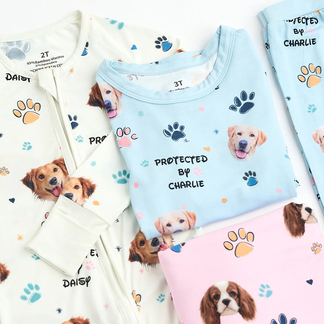 Custom Dogs Photo "Protected By" Convertible Zippered Romper - Zumbamboo