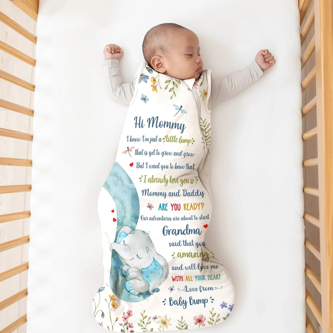 Custom Elephant Sleep Bag 1.0 TOG - Baby Shower Gift - Zumbamboo