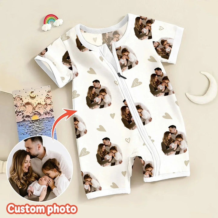 Custom Face All Over Print Baby Shorty Zippy , Custom Face All Over Print Baby Shorty Zippy - 0-3M
