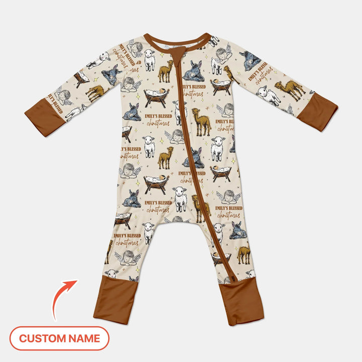 Custom Name Baby Blessed Christmas Convertible Zippy - Zumbamboo