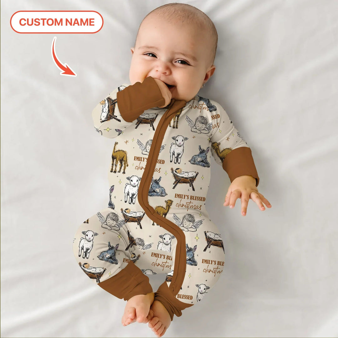 Custom Name Baby Blessed Christmas Convertible Zippy - Zumbamboo