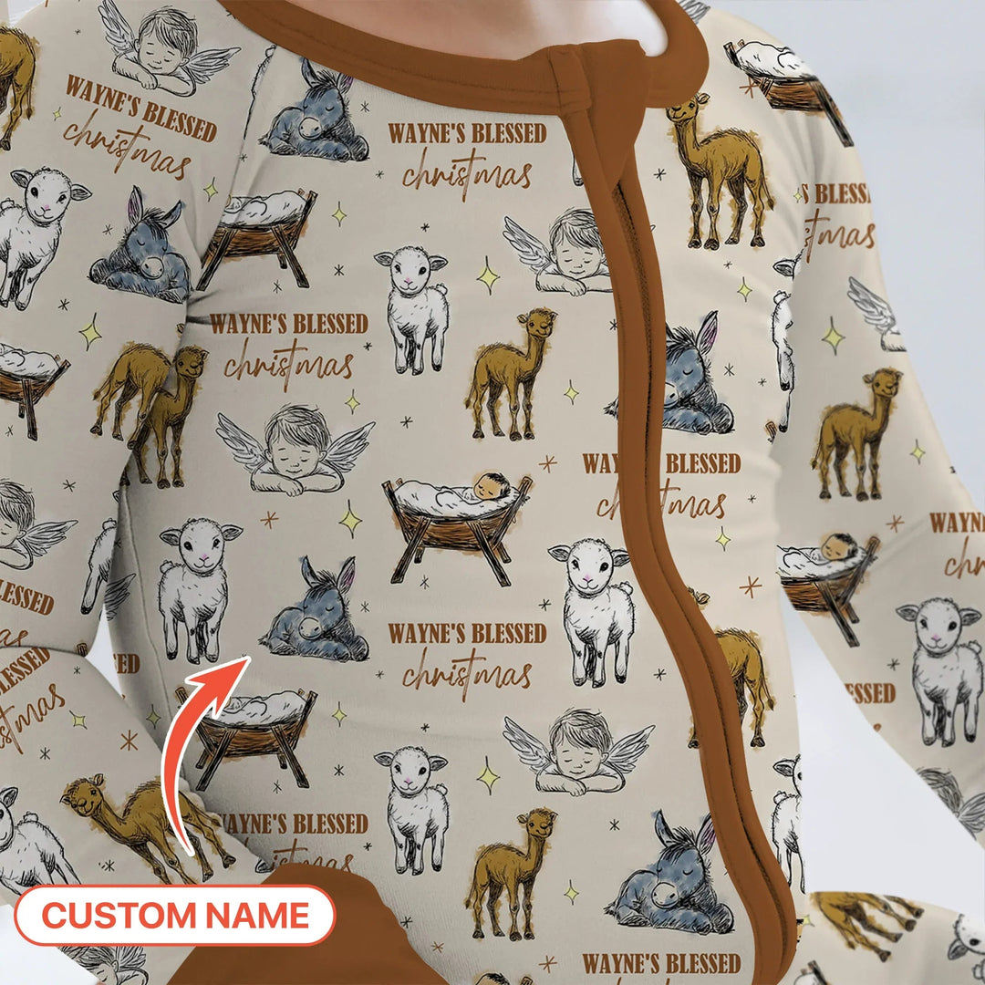 Custom Name Baby Blessed Christmas Convertible Zippy - Zumbamboo