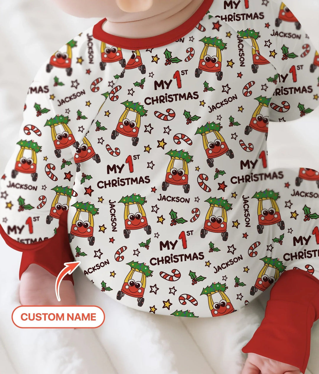 Custom Name Baby Car My 1st Christmas Convertible Zippy - Zumbamboo