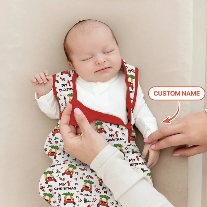 Custom Name Baby Car My 1st Christmas Sleep Bag For Baby - Zumbamboo