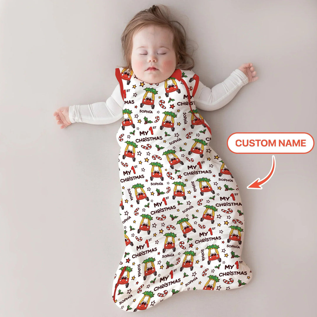 Custom Name Baby Car My 1st Christmas Sleep Bag For Baby - Zumbamboo