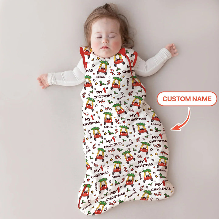 Custom Name Baby Car My 1st Christmas Sleep Bag For Baby - Zumbamboo