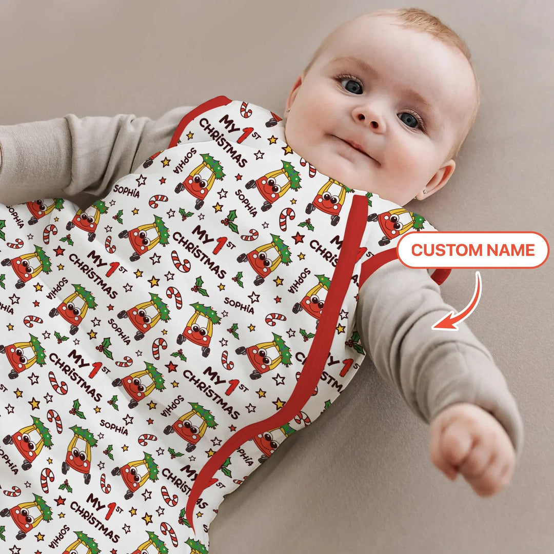 Custom Name Baby Car My 1st Christmas Sleep Bag For Baby - Zumbamboo