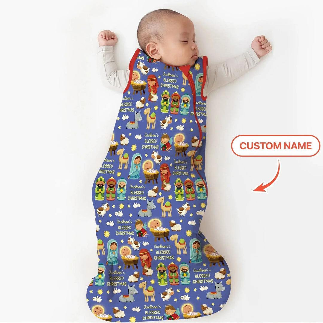 Custom Name Blessed Christmas Night Sleep Bag For Baby - Zumbamboo