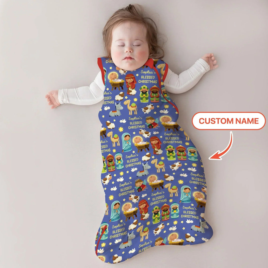 Custom Name Blessed Christmas Night Sleep Bag For Baby - Zumbamboo