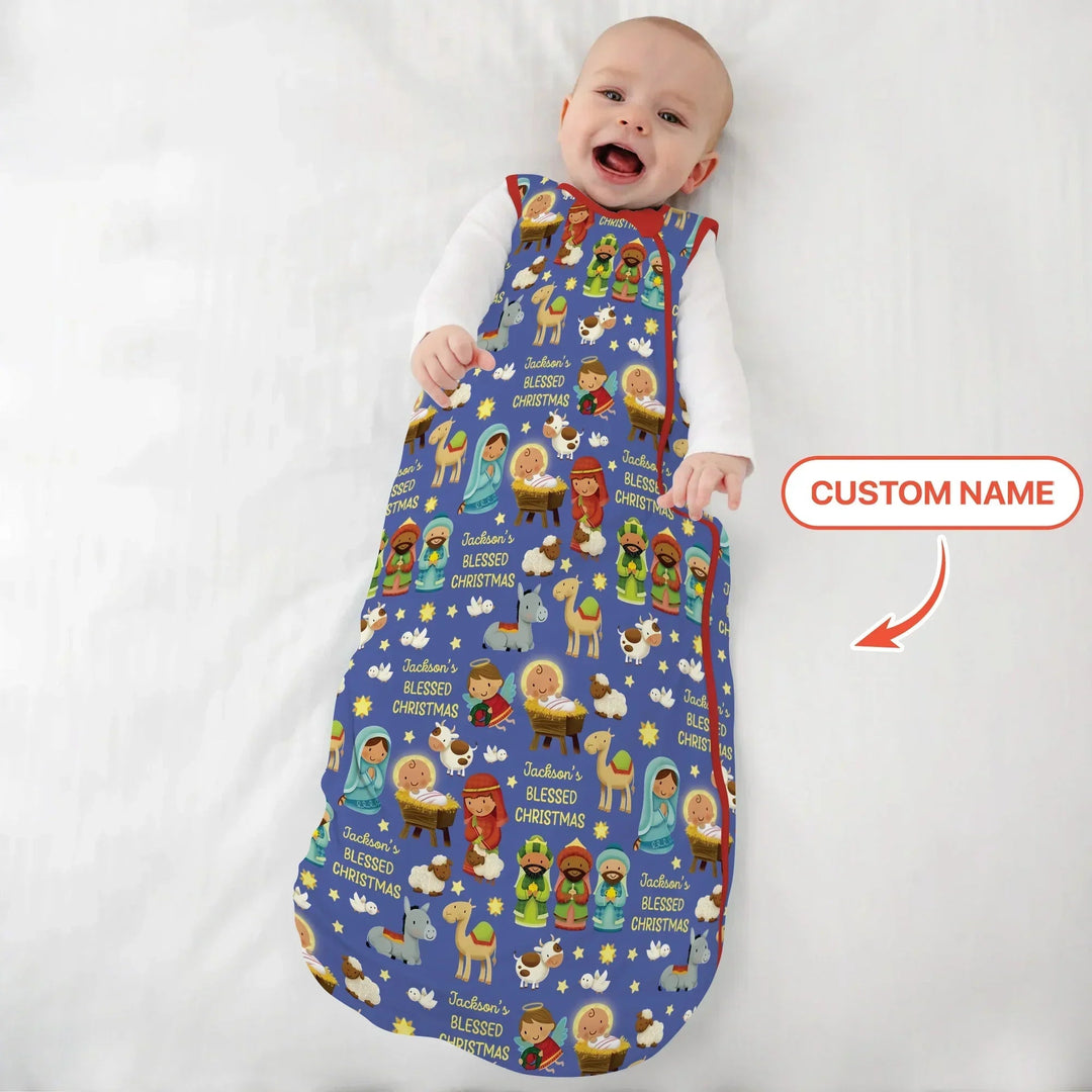 Custom Name Blessed Christmas Night Sleep Bag For Baby - Zumbamboo