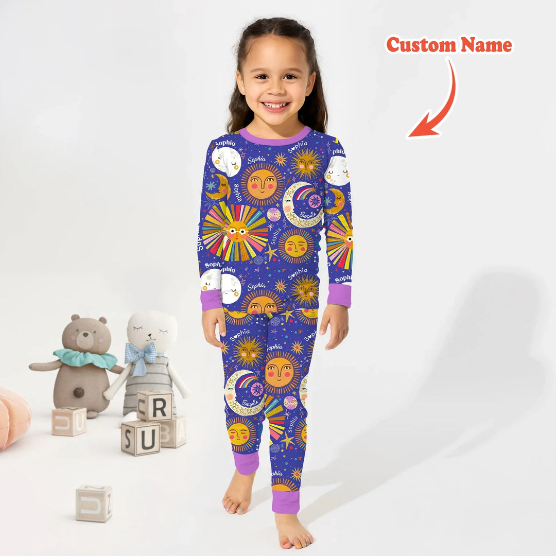 Custom Name Celestial Dream Two Piece Long Sleeve Pajama Set - Zumbamboo