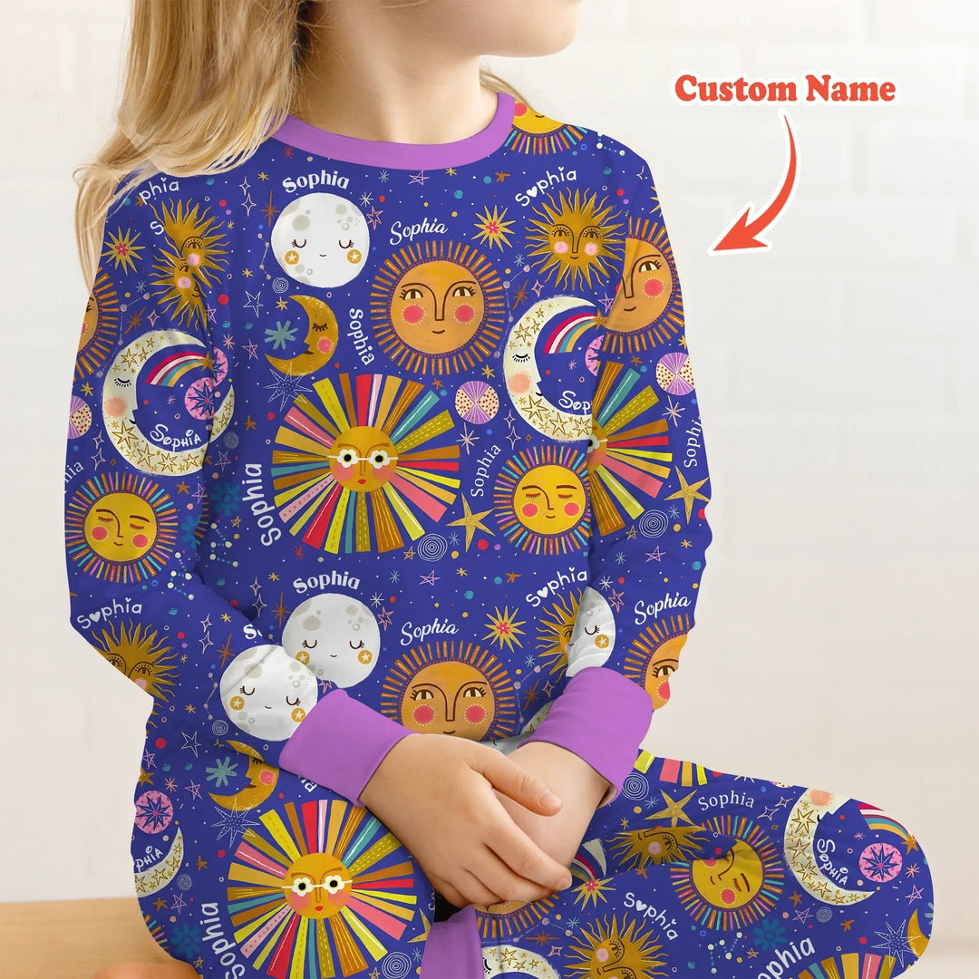 Custom Name Celestial Dream Two Piece Long Sleeve Pajama Set - Zumbamboo