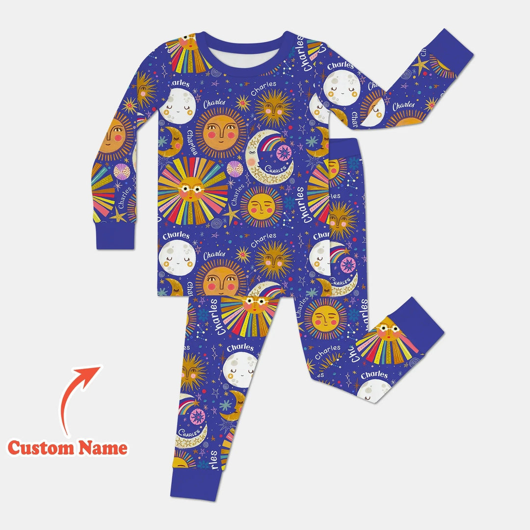 Custom Name Celestial Dream Two Piece Long Sleeve Pajama Set - Zumbamboo