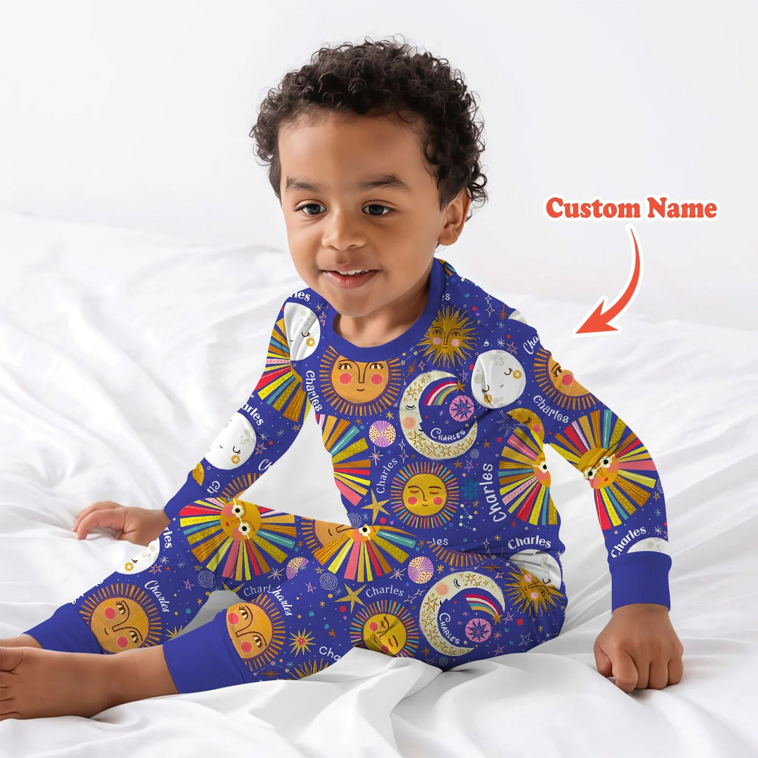 Custom Name Celestial Dream Two Piece Long Sleeve Pajama Set - Zumbamboo