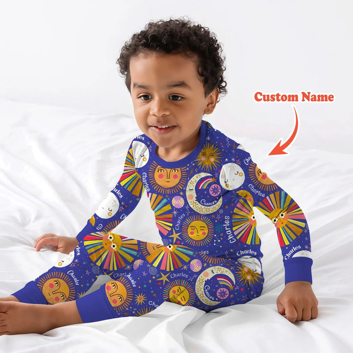 Custom Name Celestial Dream Two Piece Long Sleeve Pajama Set - Zumbamboo