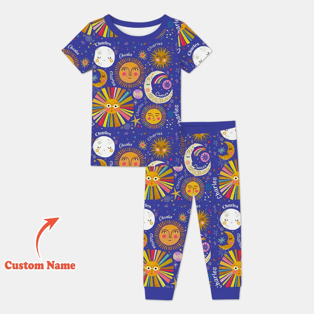 Custom Name Celestial Dream Two Piece Short Sleeve Pajama Set - Zumbamboo