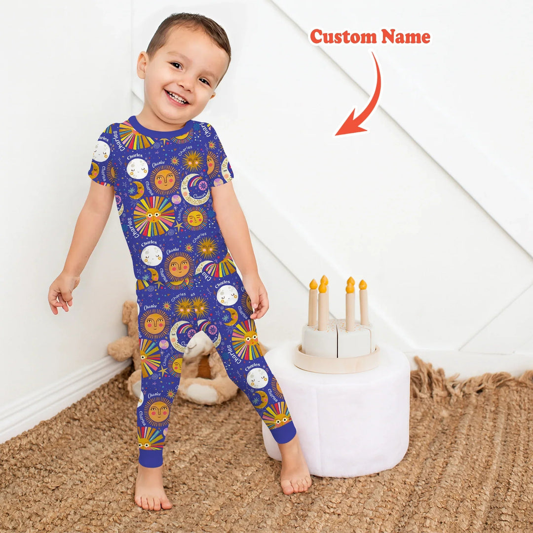 Custom Name Celestial Dream Two Piece Short Sleeve Pajama Set - Zumbamboo