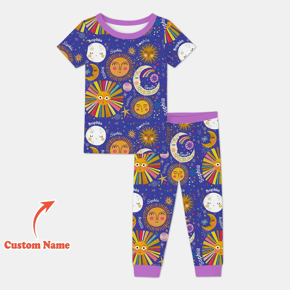 Custom Name Celestial Dream Two Piece Short Sleeve Pajama Set - Zumbamboo