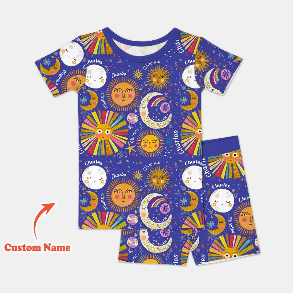 Custom Name Celestial Dream Two Piece Short Sleeve Shorts Pajama Set - Zumbamboo
