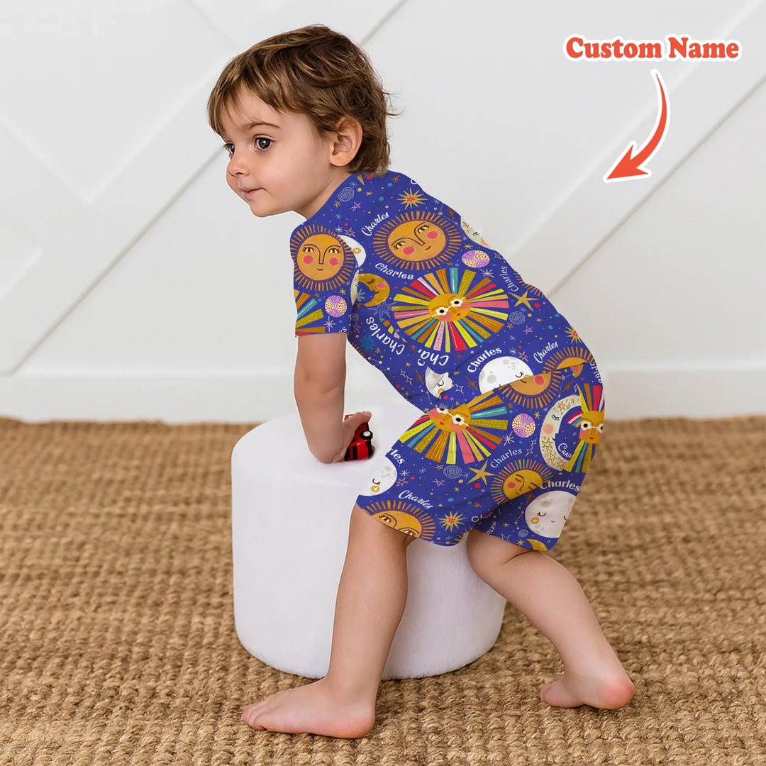 Custom Name Celestial Dream Two Piece Short Sleeve Shorts Pajama Set - Zumbamboo