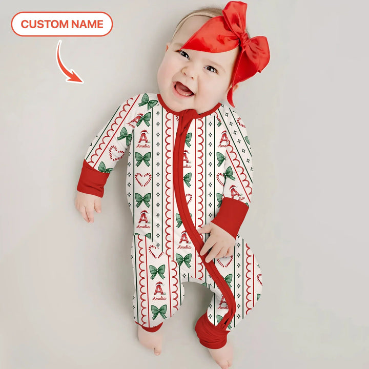 Custom Name Christmas Stripes Convertible Zippy - Zumbamboo