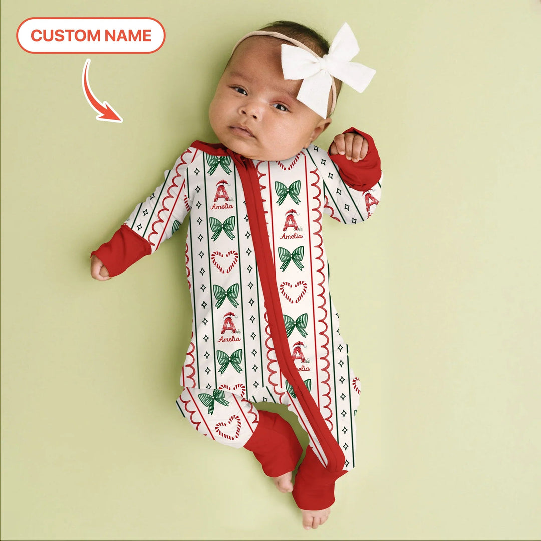 Custom Name Christmas Stripes Convertible Zippy - Zumbamboo