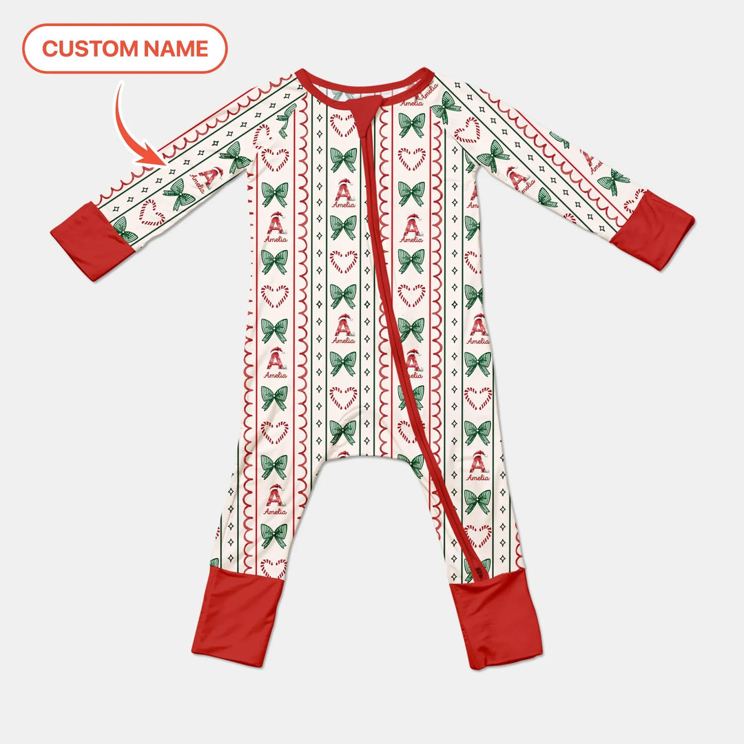 Custom Name Christmas Stripes Convertible Zippy - Zumbamboo