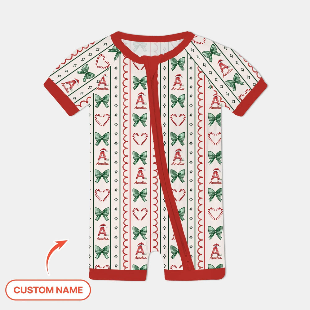 Custom Name Christmas Stripes Shorty Zippy - Zumbamboo