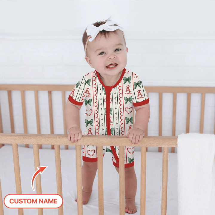 Custom Name Christmas Stripes Shorty Zippy - Zumbamboo