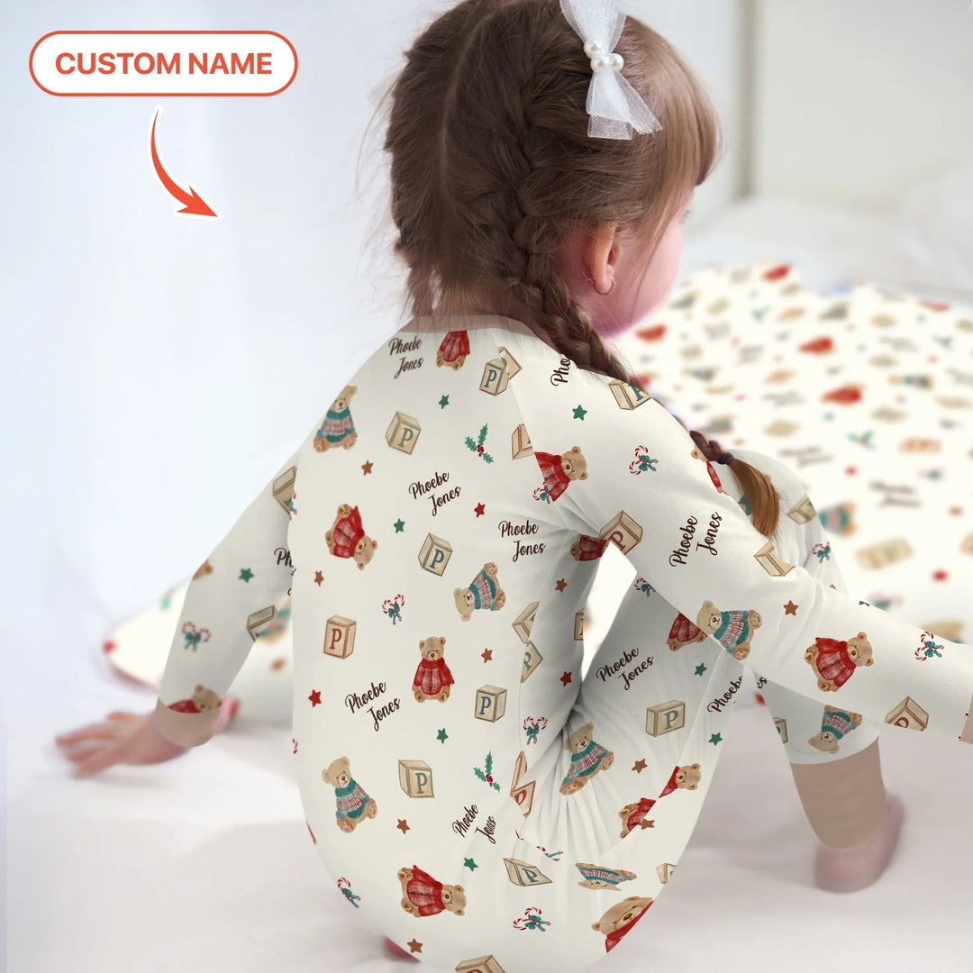 Custom Name Christmas Teddy Bear Convertible Zippy - Zumbamboo