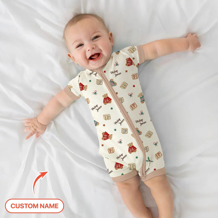 Custom Name Christmas Teddy Bear Shorty Zippy - Zumbamboo