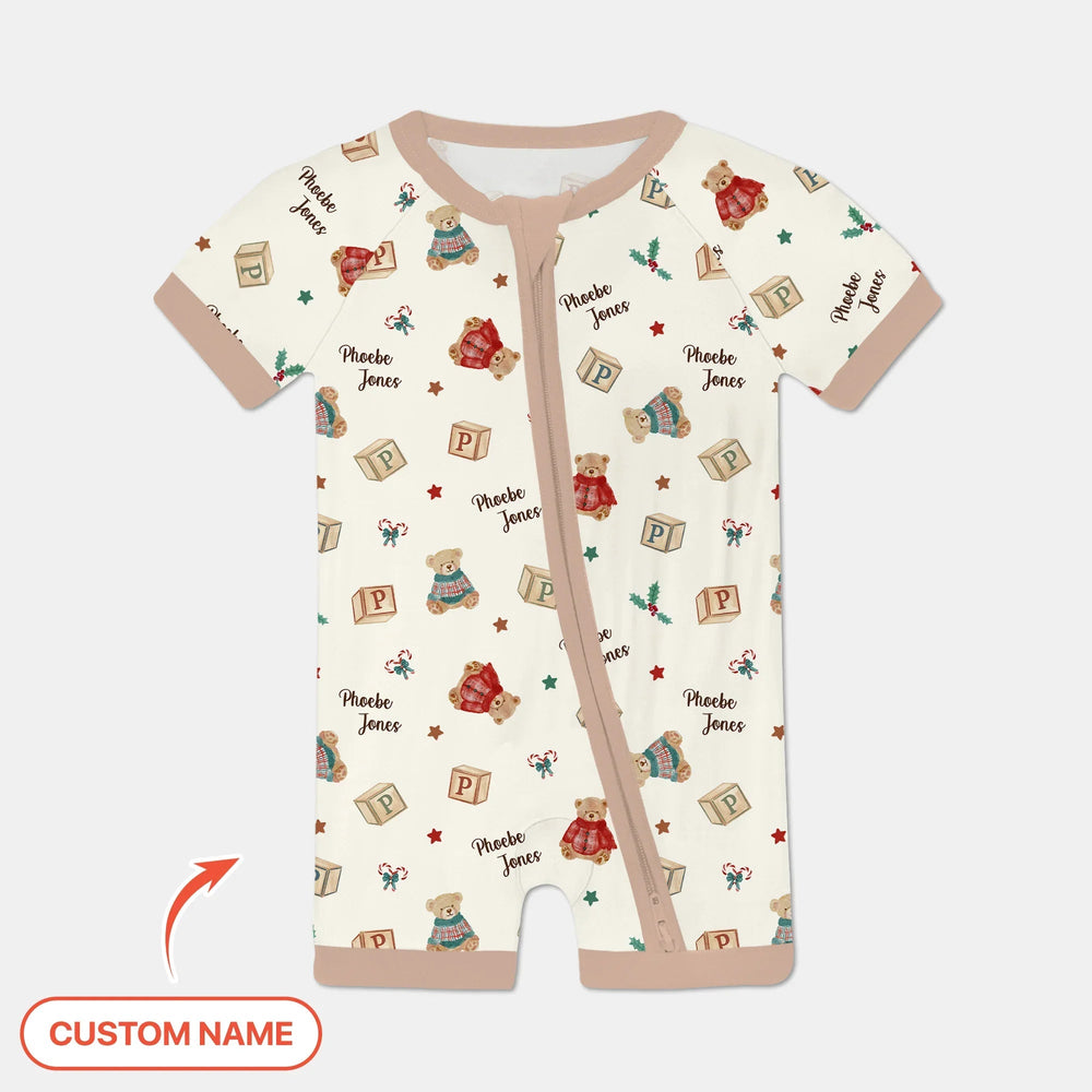 Custom Name Christmas Teddy Bear Shorty Zippy - Zumbamboo