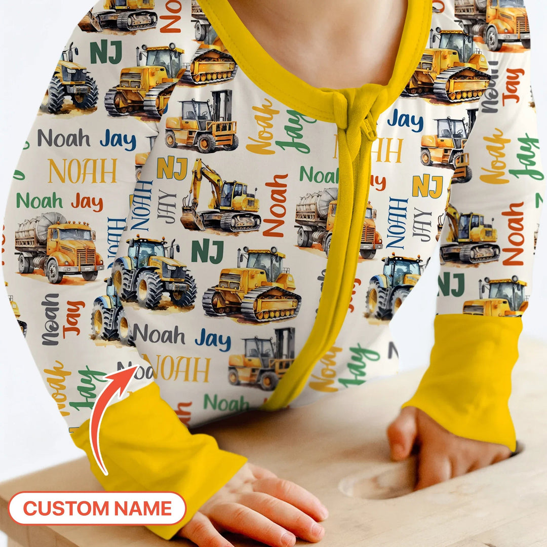 Custom Name Construction Trucks Convertible Zippy - Zumbamboo