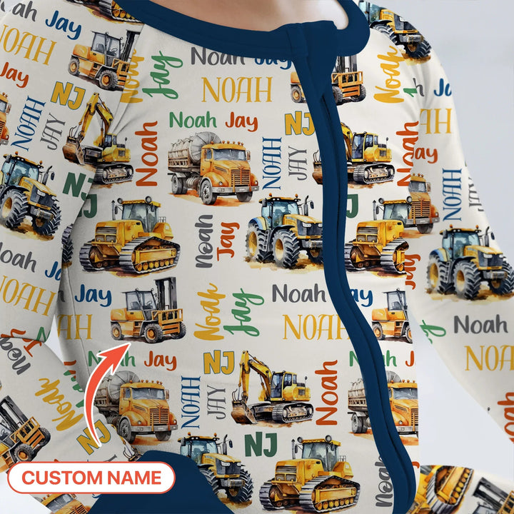Custom Name Construction Trucks Convertible Zippy - Zumbamboo