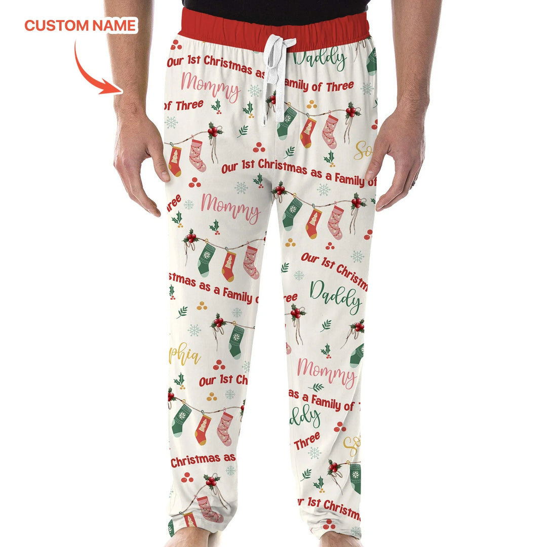 Custom Name Family Christmas Stockings Men's Pajama Set - Zumbamboo