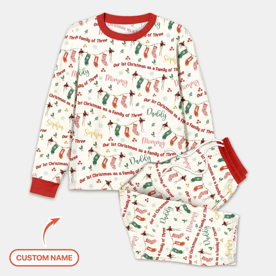 Custom Name Family Christmas Stockings Men's Pajama Set - Zumbamboo
