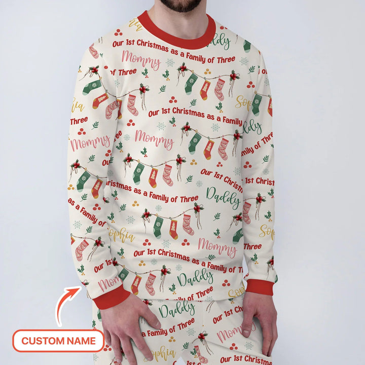 Custom Name Family Christmas Stockings Men's Pajama Set - Zumbamboo