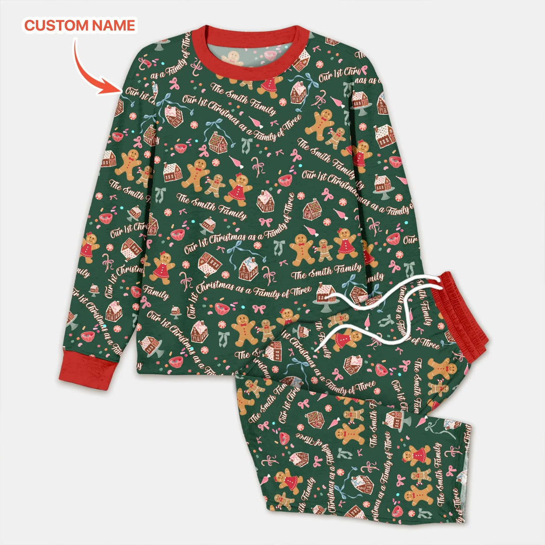 Custom Name Family Gingerbread Men's Pajama Set - Zumbamboo
