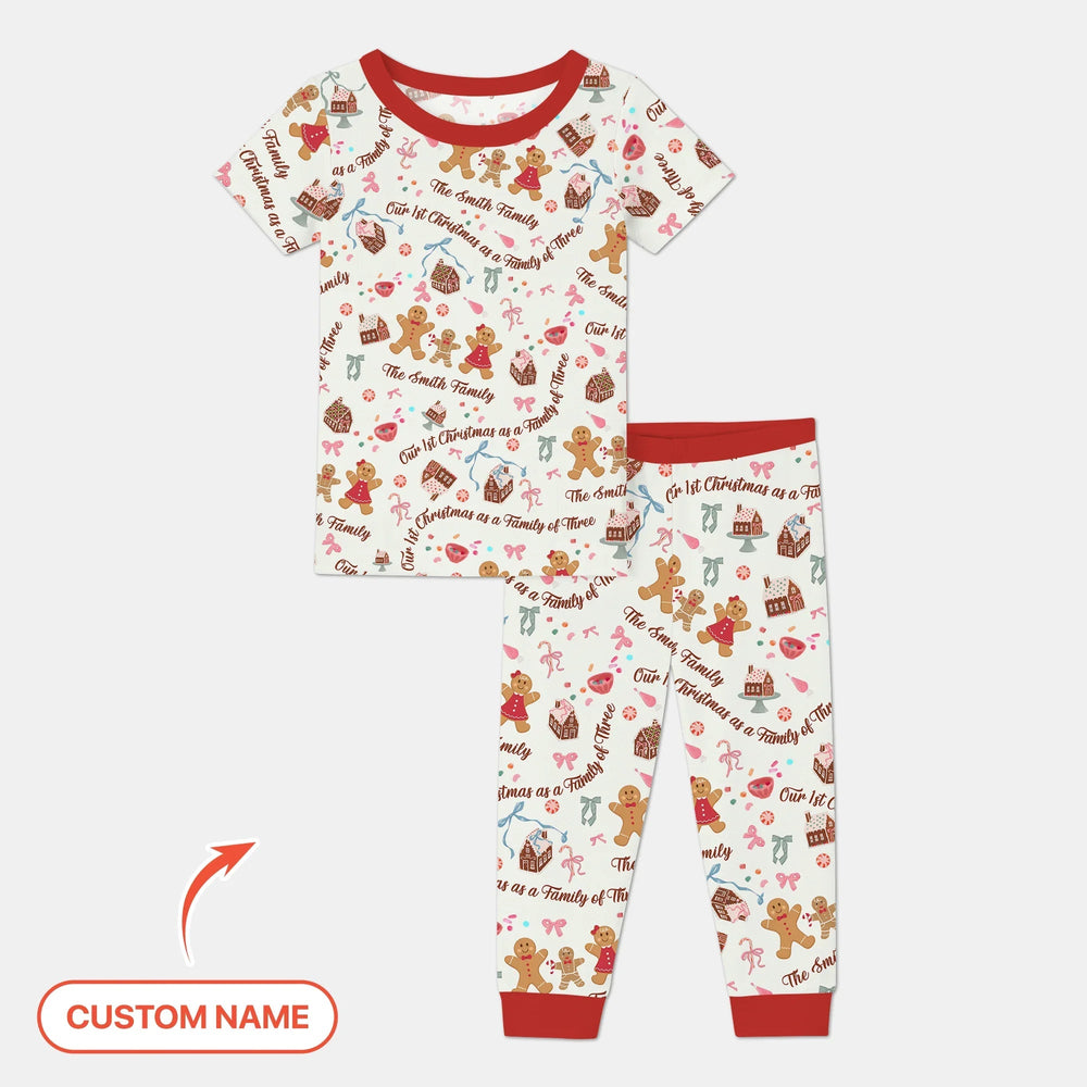 Custom Name Family Gingerbread Two Piece Short Sleeve Pajama Set - Zumbamboo