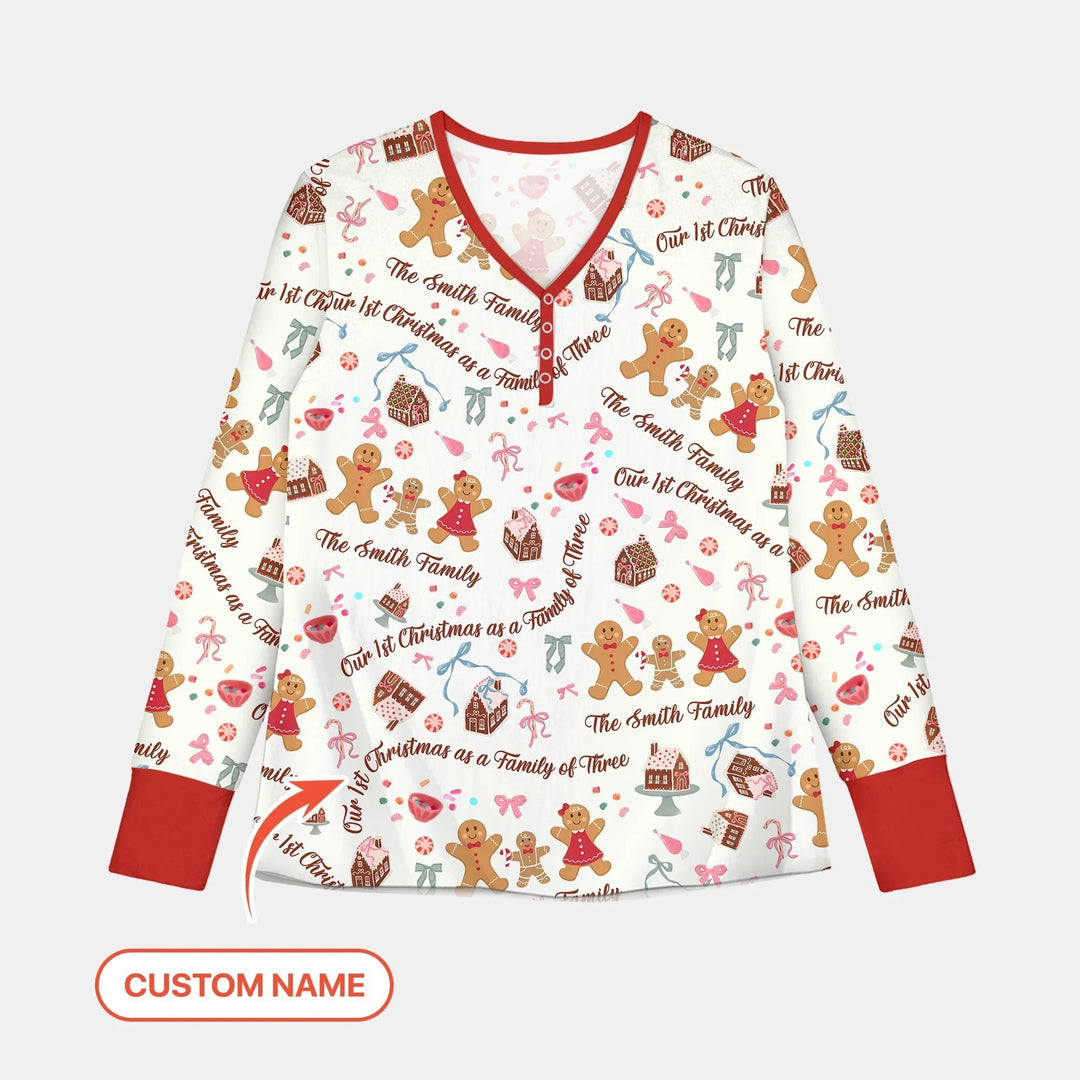 Custom Name Family Gingerbread Women Pajama Set - Zumbamboo