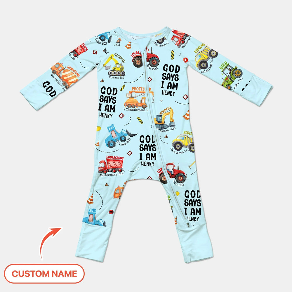 Custom Name God Says I Am Boy Convertible Zippy , Custom Name God Says I Am Boy Convertible Zippy - 12-18M