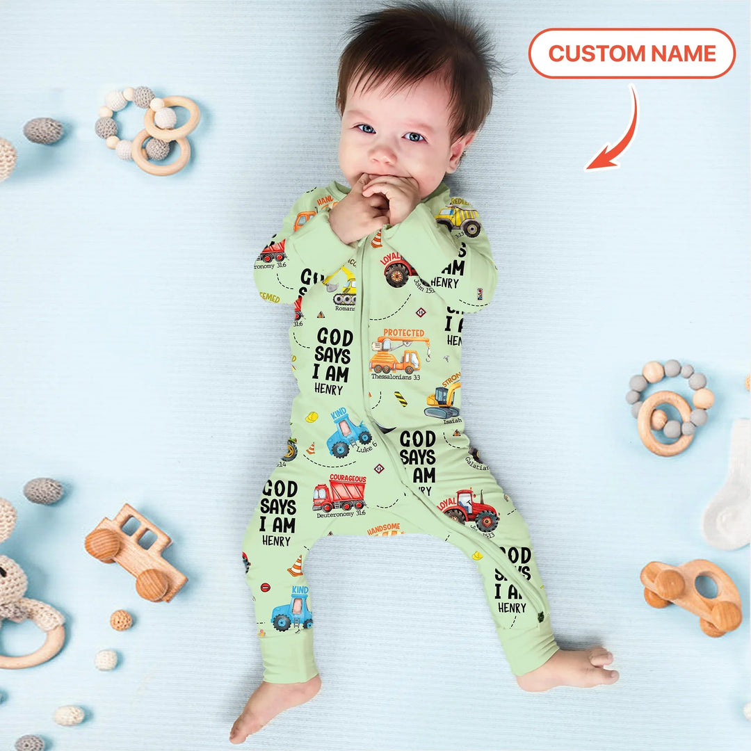 Custom Name God Says I Am Boy Two Piece Long Sleeve Pajama Set - Zumbamboo