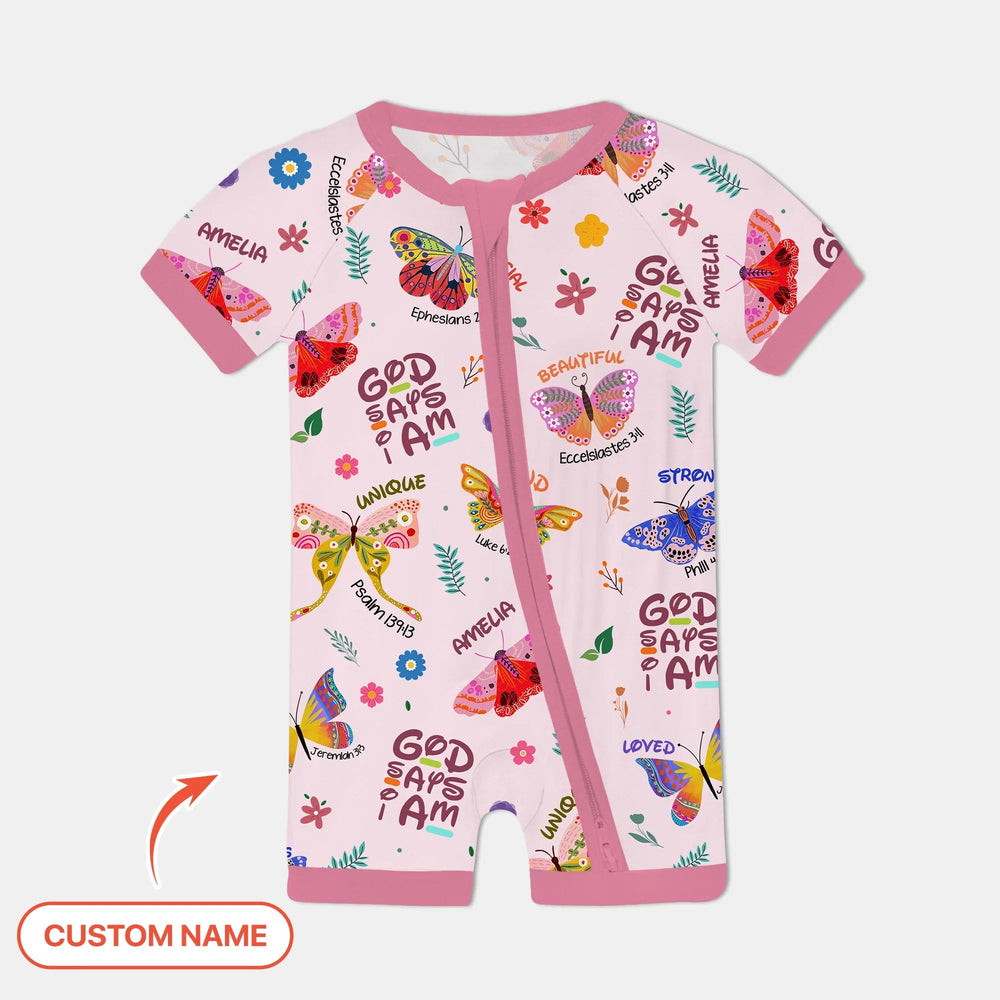 Custom Name God says I am Butterfly Shorty Zippy - Zumbamboo