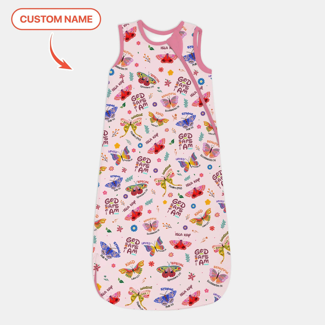 Custom Name God says I am Butterfly Sleep Bag - Zumbamboo