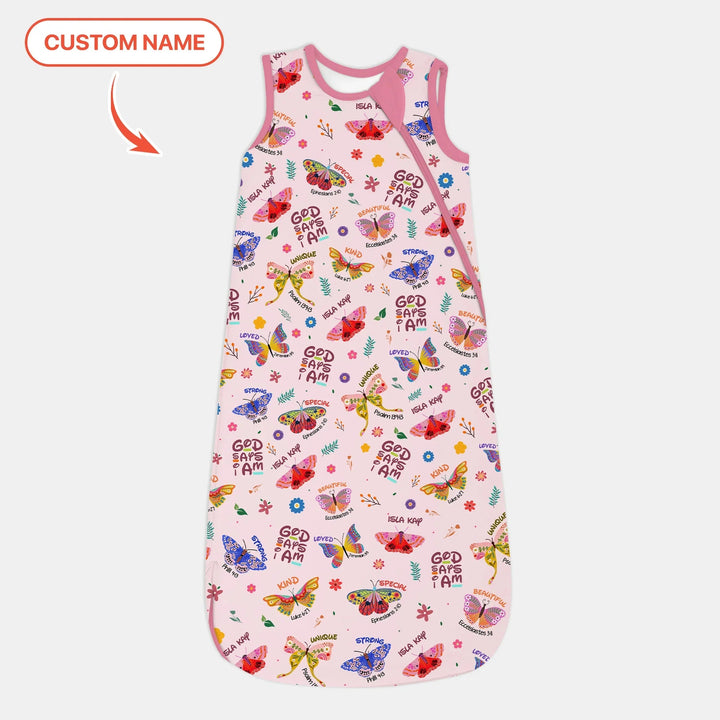 Custom Name God says I am Butterfly Sleep Bag - Zumbamboo