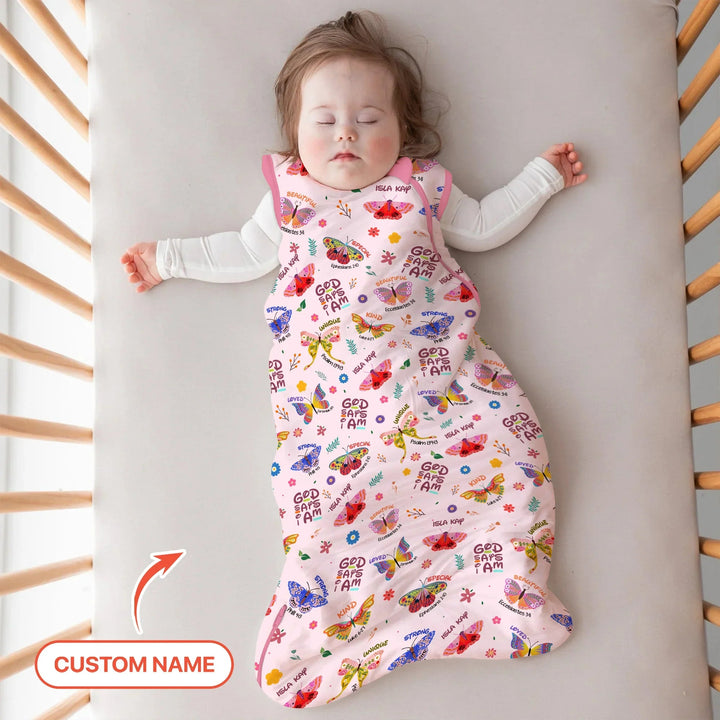 Custom Name God says I am Butterfly Sleep Bag - Zumbamboo